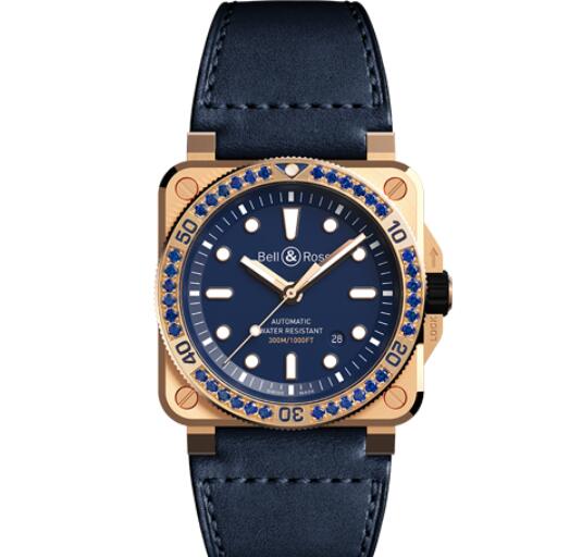 Replica Bell and Ross br0392 Watch BR 03-92 DIVER BLUE BRONZE SAPPHIRE BEZEL BR0392-D-BU-BR-LGS